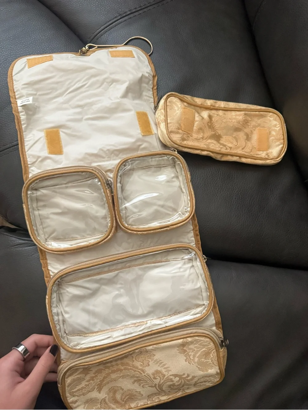 Sequin Accent Women's Clutch — Black with Gold Interior